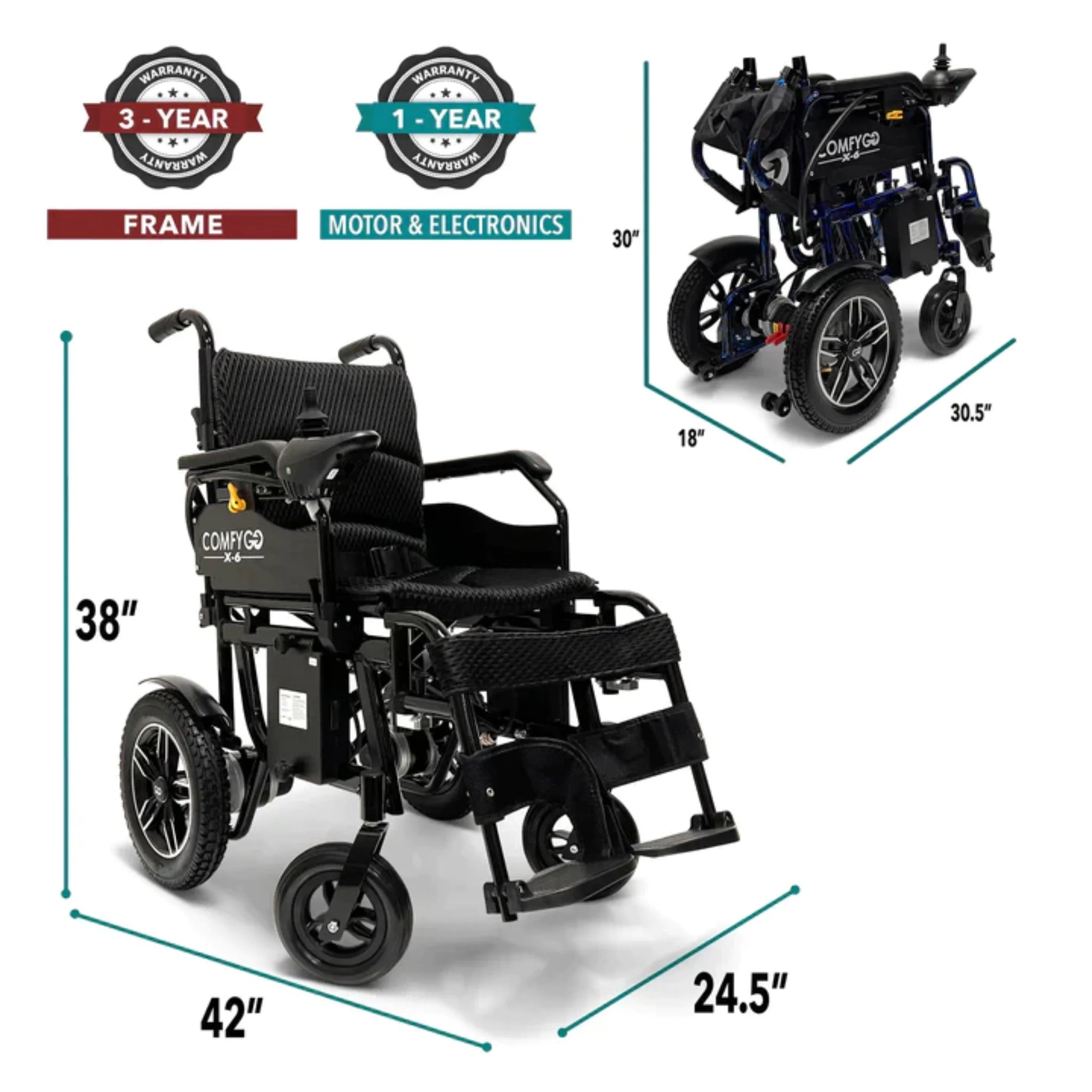 ComfyGO X-6 Lightweight Electric Wheelchair