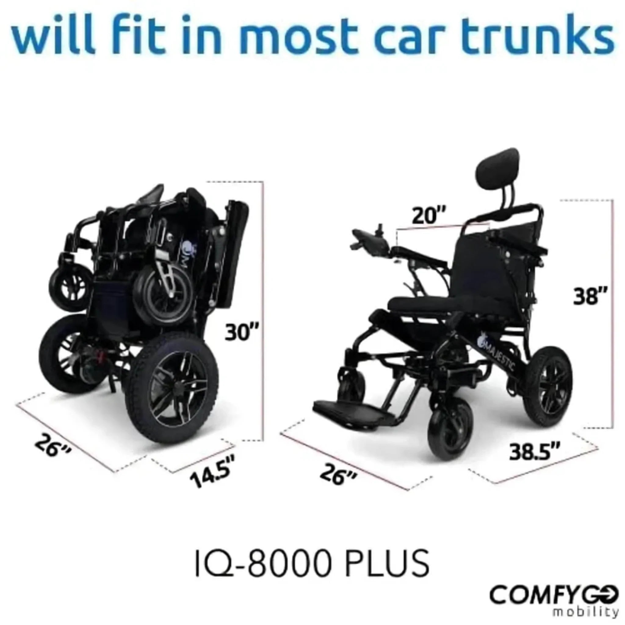 ComfyGO Majestic IQ-8000 Remote Controlled Lightweight Folding Electric Wheelchair